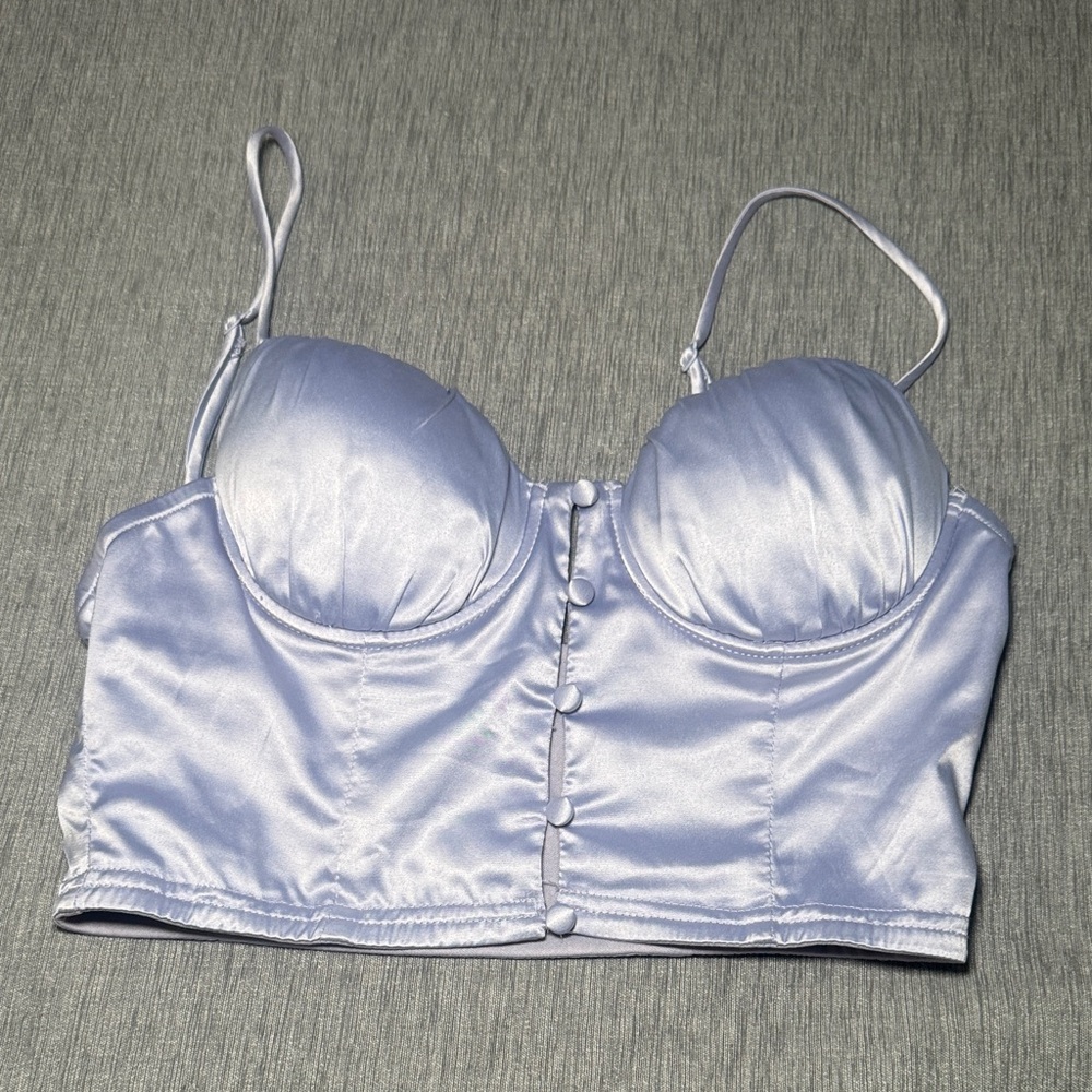 Lavender Satin Bustier Bra